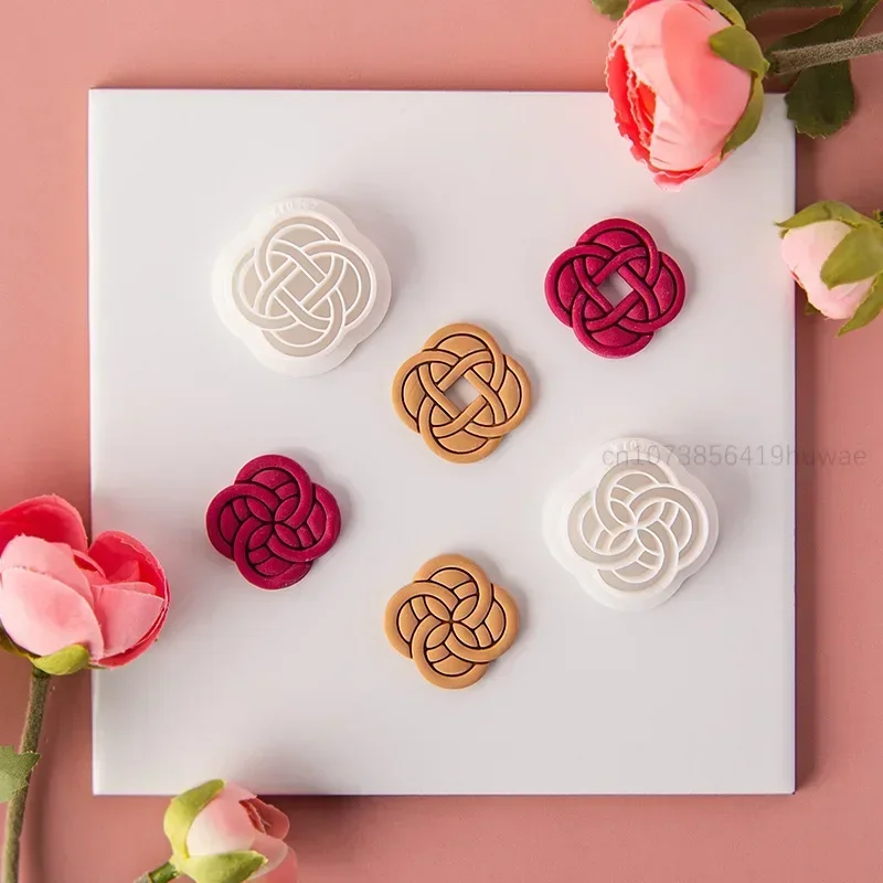 Retro Texture Polymer Clay Cutters Mold Creative Traditional Geometric Line Pattern Earring Pendant Cutting Die DIY Hand Tools