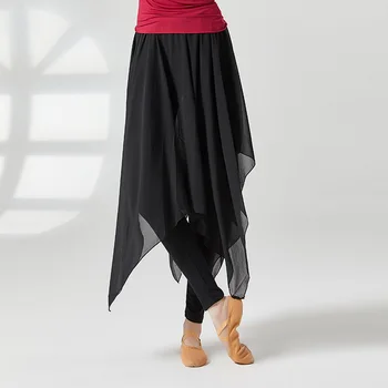 New Latin Dance Pants Skirt Modern Dance Pants Chiffon Training Clothes Adult Women Ballet Dance Skirt Classical Swing Skirt