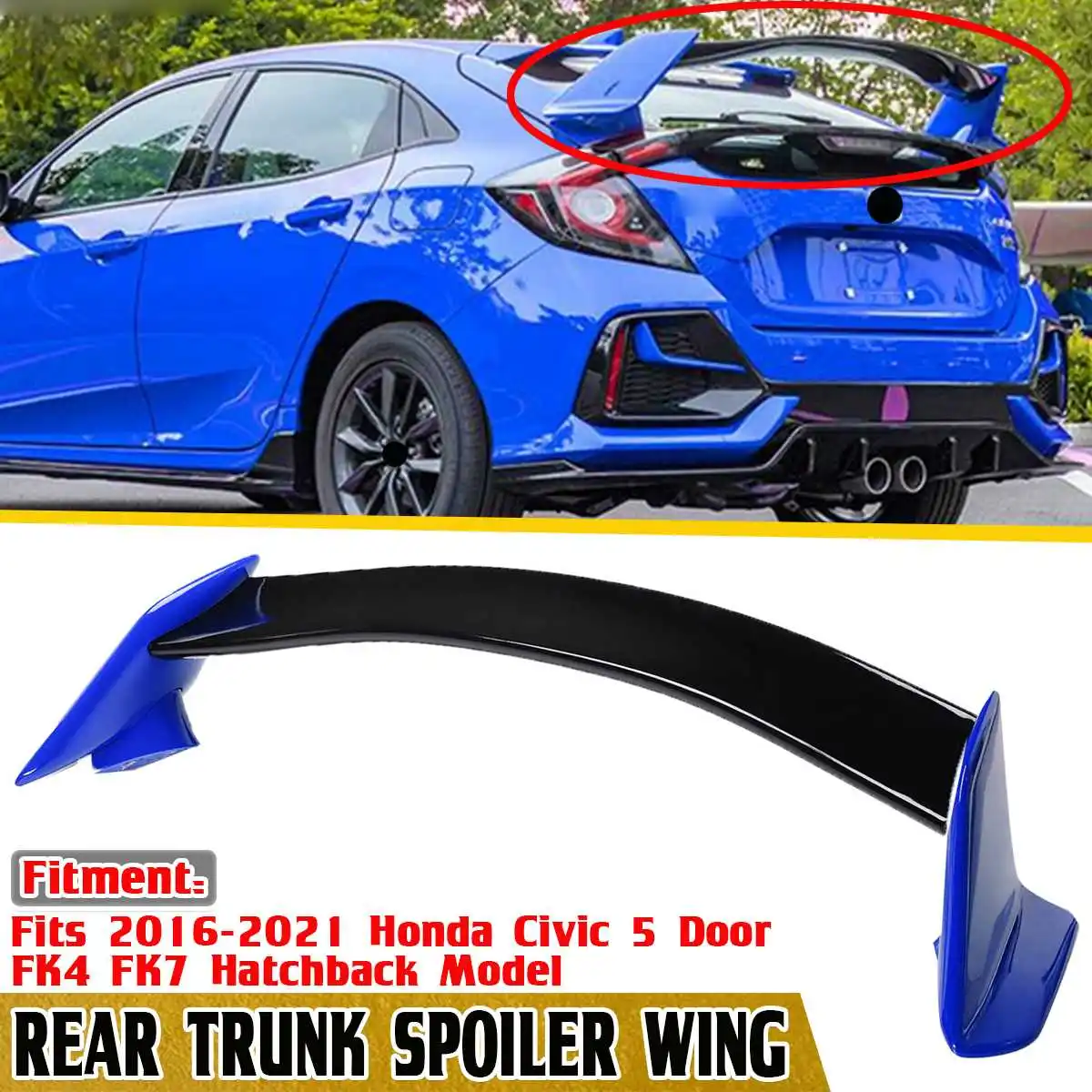 

Автомобильный задний спойлер, удлинитель для крыла для Honda Civic 5 Door FK4 FK7 Hatchback 2016-2021, задний спойлер для багажника