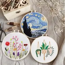 Embroidery Kit for Beginners Adults Cross Stitch Patterns Starter Kits Embroidery Hoop Color Floss Kit