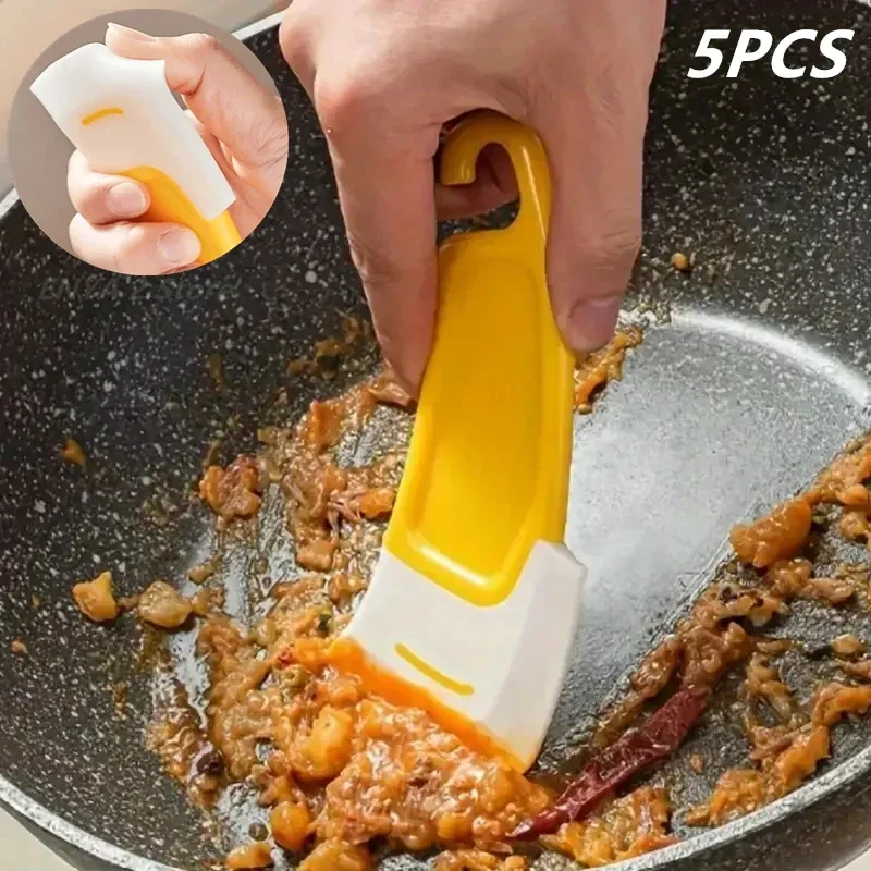 Cleaning Spatula Kitchen Scraper Soft Blade Scraper Brush Dirty Pan Pot Dishes Cleaner Tools Cooking Baking Tool Kitchen Gadget