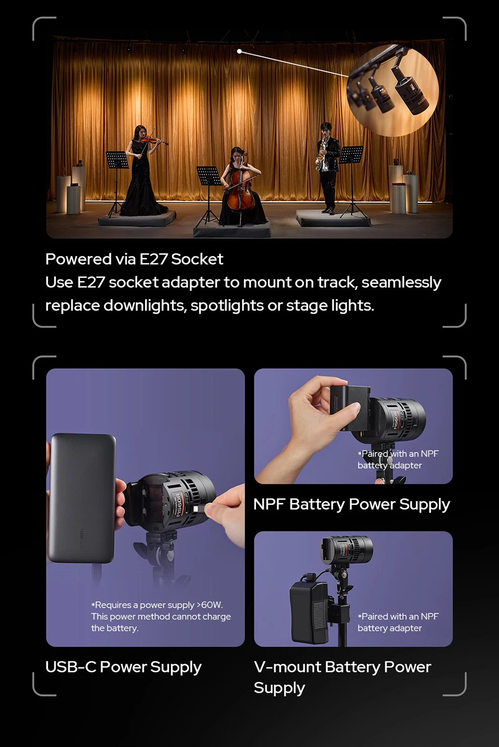 Godox RS60Bi RS60R Studio Light 60w RGB Bi-color Full-color LED Video Fill Light