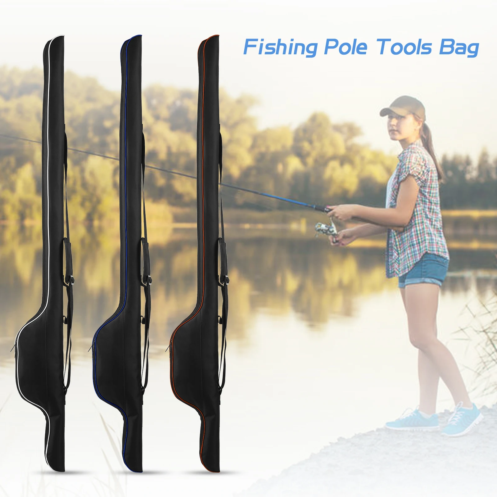 63FishingPoleBagPortableFishingRodCaseFoldingFishingPole