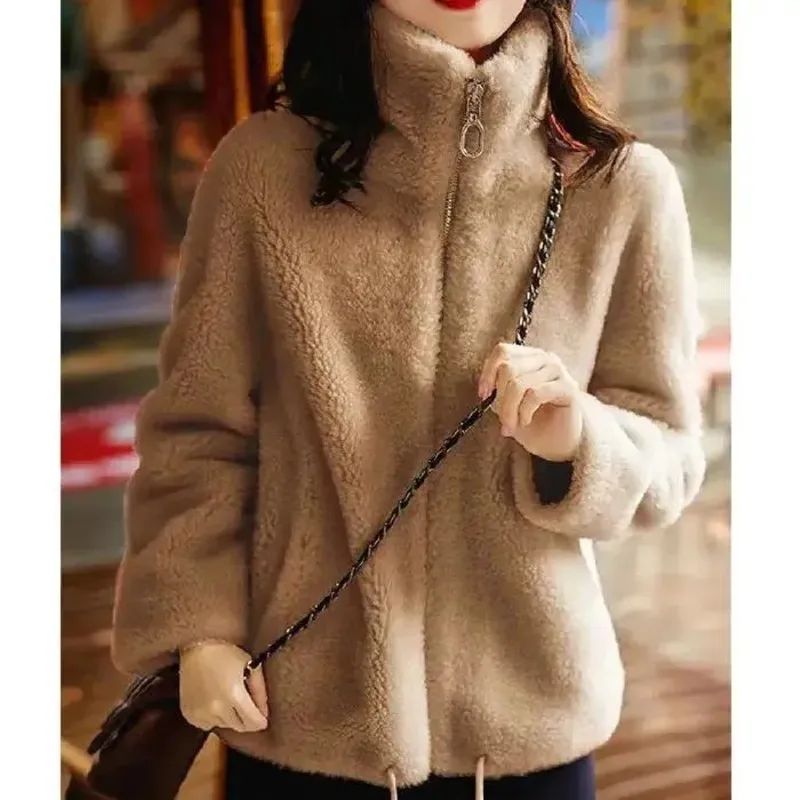 

Jackets for Women Y2k Warm Zipper Jacket Padded Double-sided Fleece Warm Turtleneck Coat Faux Fur Coat Sweatshirt Women's Coat
