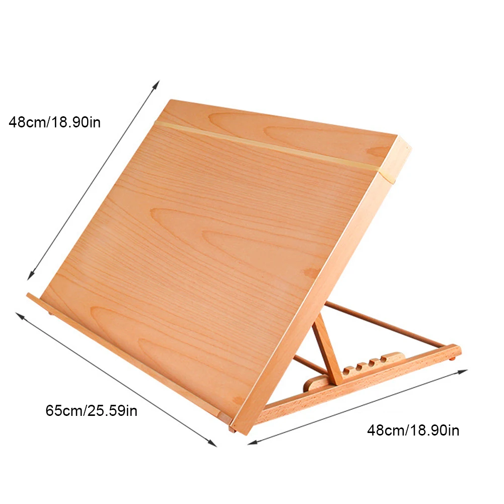 Desktop Drawing Board Adjustable Angle Wooden Sketching Board Portable Wood Painting Easel Multi-Function for Beginners Students