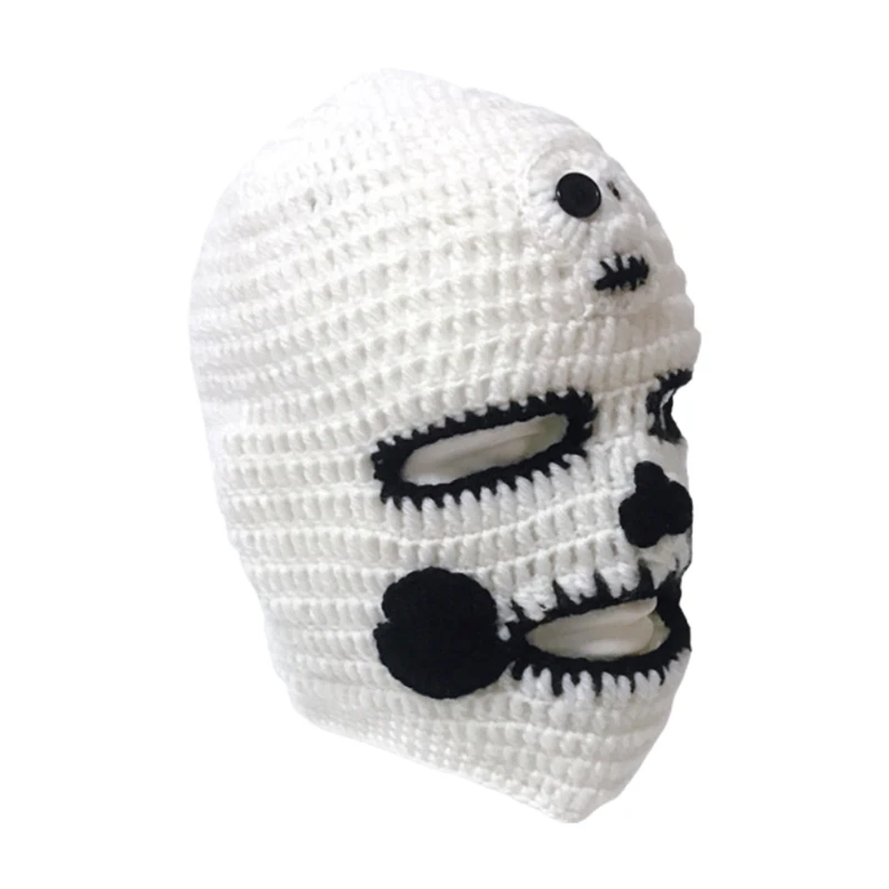 

Simple Warm Skull Knitted Hat Handmade Knitted Woolen for Creative Three-eye Hat Wild Personality Hip-hop Woolen Hat NEW