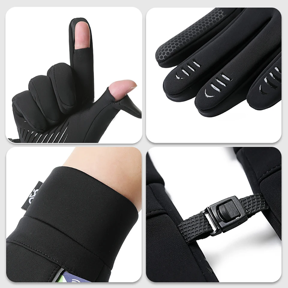 GTUBIKE Winter Outdoor Cycling Gloves for Men and Women Touchscreen Windproof Warm Sport Silicone Non-slip Motorcycle Gloves
