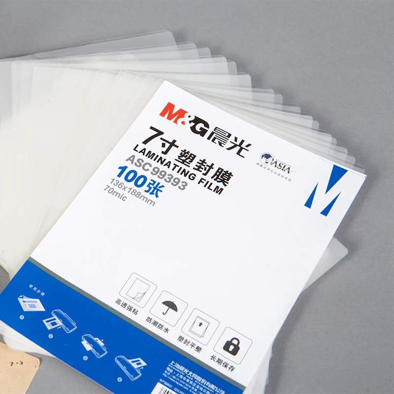 M&G 100 Sheets Transparent High Definition Plastic Sealing Film 70/80mic Document Photo Special Sealer Film A4/A3