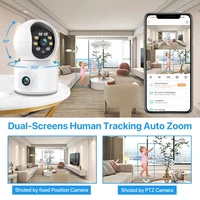 Caméra IP WiFi iCsee 6MP à double objectif et double écran, PTZ, suivi automatique, caméra de sécurité domestique, moniteur bébé, caméra de surveillance vidéo CCTV 3