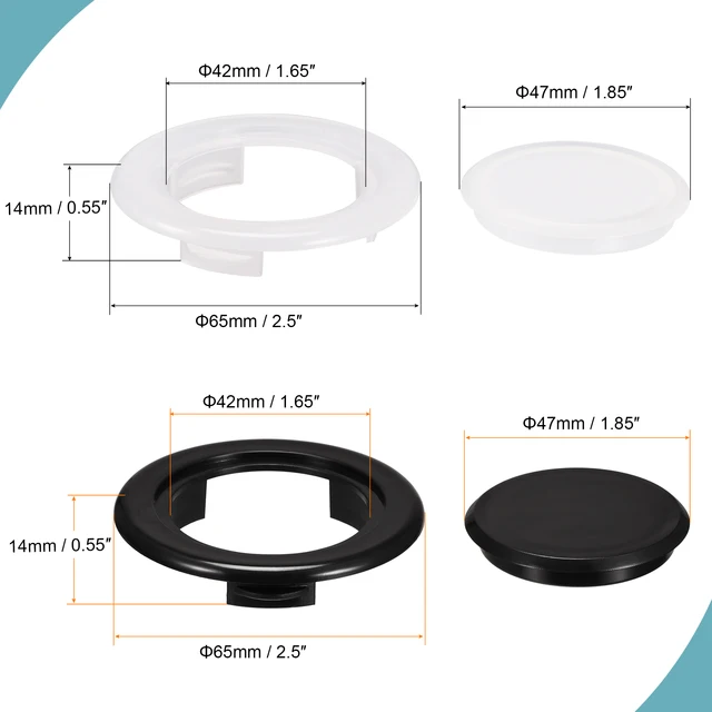 Uxcell 2 Hüvelykes Pvc Szabvány Méretű Teraszos Asztali Esernyő Lyukgyűrű És Sapka Szett, Fehér Fekete 8Set - Image 2
