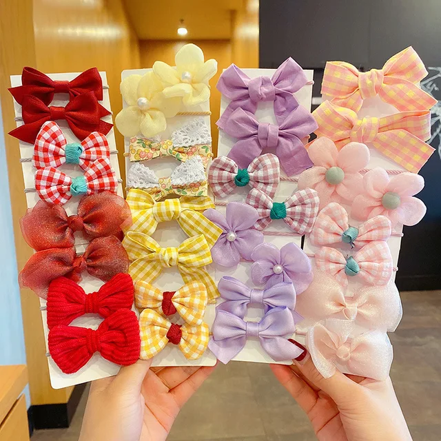 10pcs Hair Accessories Girls Scrunchies Aesthetic Lacos De Cabelo Infantil Bands Kids Headbands Bandes Bandeaux Elastiquec Cute
