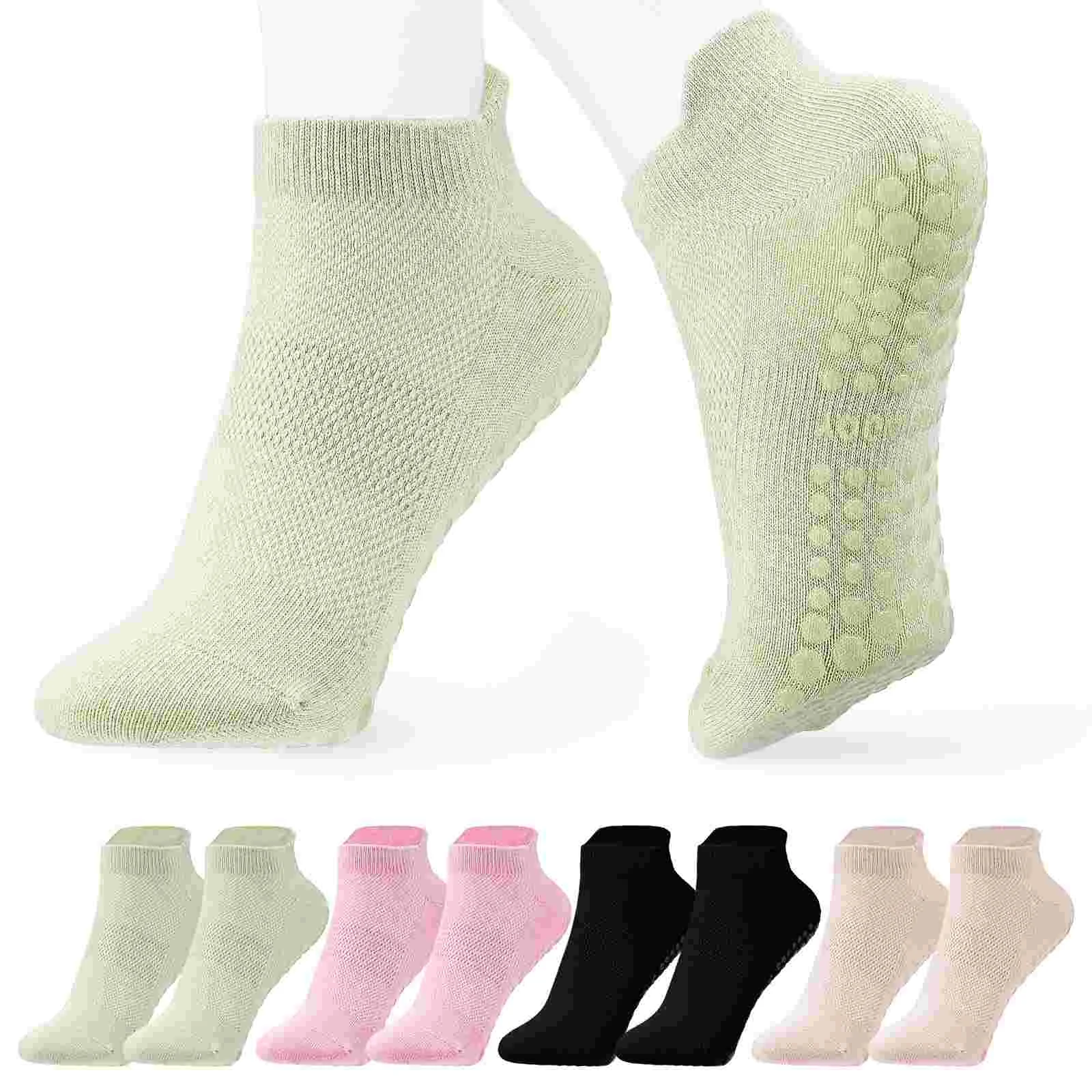 

4 Pairs Indoor Silicone Non-slip Grip Socks Women Pilates Womens Ankle For Woman Professional Sports