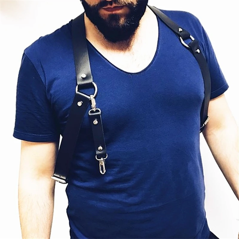 Rave Costume Gothic Leather Tops Fetish Men Gay Chest Harness Belts Adjustable Bondage Cage Body Harness Strap Punk for BDSM