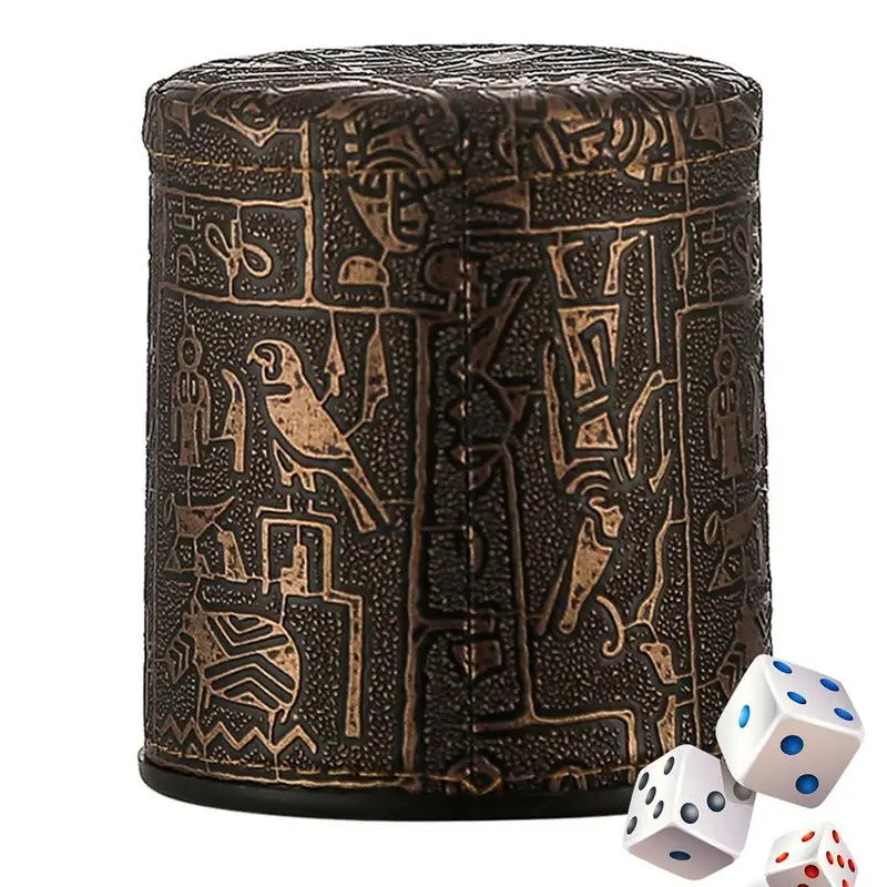 Leatherette Dice Cup Portable Dice Shaker Egyptian Style Dice Holder for Holiday KTV Bar Game Accessories Dice Board Games 2