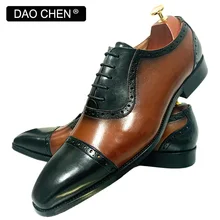 

LUXURY BRAND MEN OXFORD SHOES BLACK BROWN CAP TOE SHOES LACE UP CASUAL MENS DRESS SHOES OFFICE WEDDING GENUINE LEATHER MEN SHOES