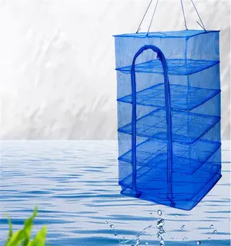 Drying Fishing Net Foldable Hanging Vegetable Fish Dishes Dryer Bag Hanger Fish Fishing Flowers Buds Plants Organizer 3 Layers