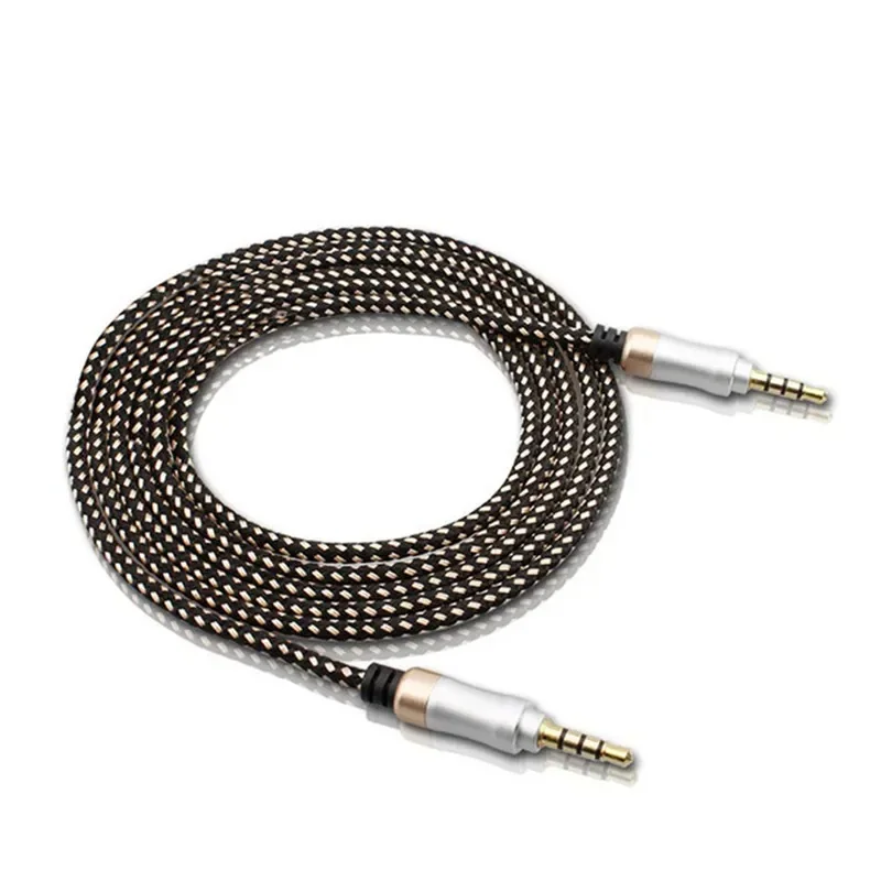 Premium 1.5M Aux Audio Cable with Mic & 4-Pole Male-to-Male Connector