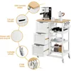 Kitchen island cart on wheels with bamboo countertop, 3 drawers, 3 removable shelves, lockable casters, storage cabinet 6