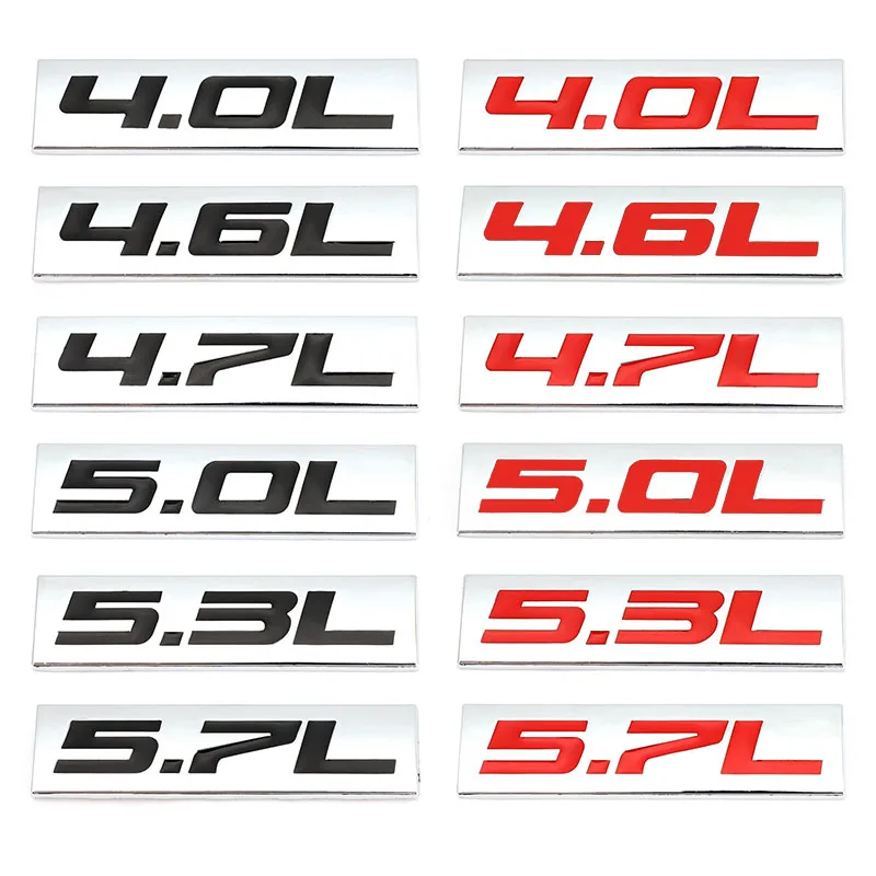 

3D Metal 4.0L 4.6L 4.7L 5.0L 5.3L 5.7L Car Emblem Trunk Sticker Decal for BMW CHEVROLET FORD DODGE TOYOTA HONDA GMC Audi Hyundai
