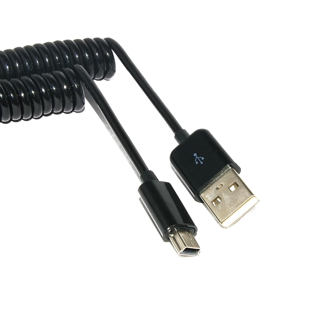 

USB 2.0 to Mini USB Cable Mini USB Coiled Spiral Spring Data Charging Adapter Cable 50cm/0.5 m 200cm/2m