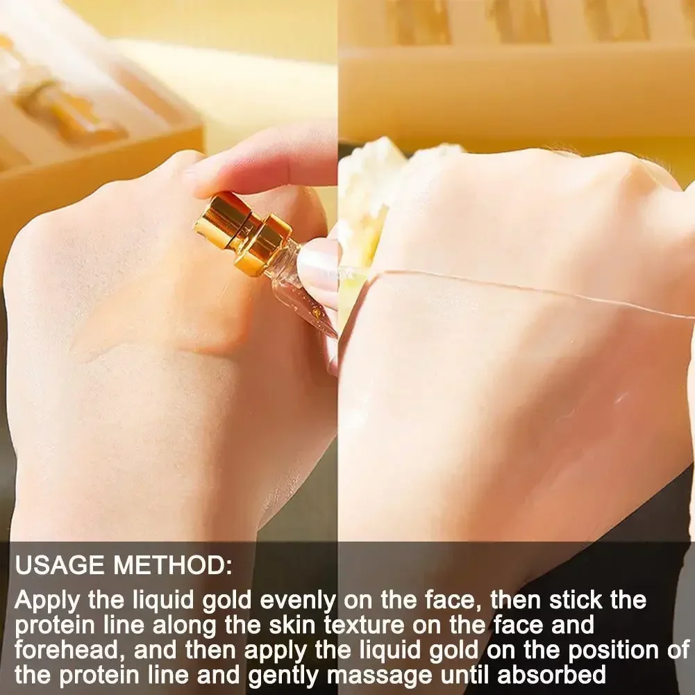 24K Gold Active Collagen Facial Serum Set Protein Thread Essence Hydrating Moisturizing Facial Firming Skin Care 4