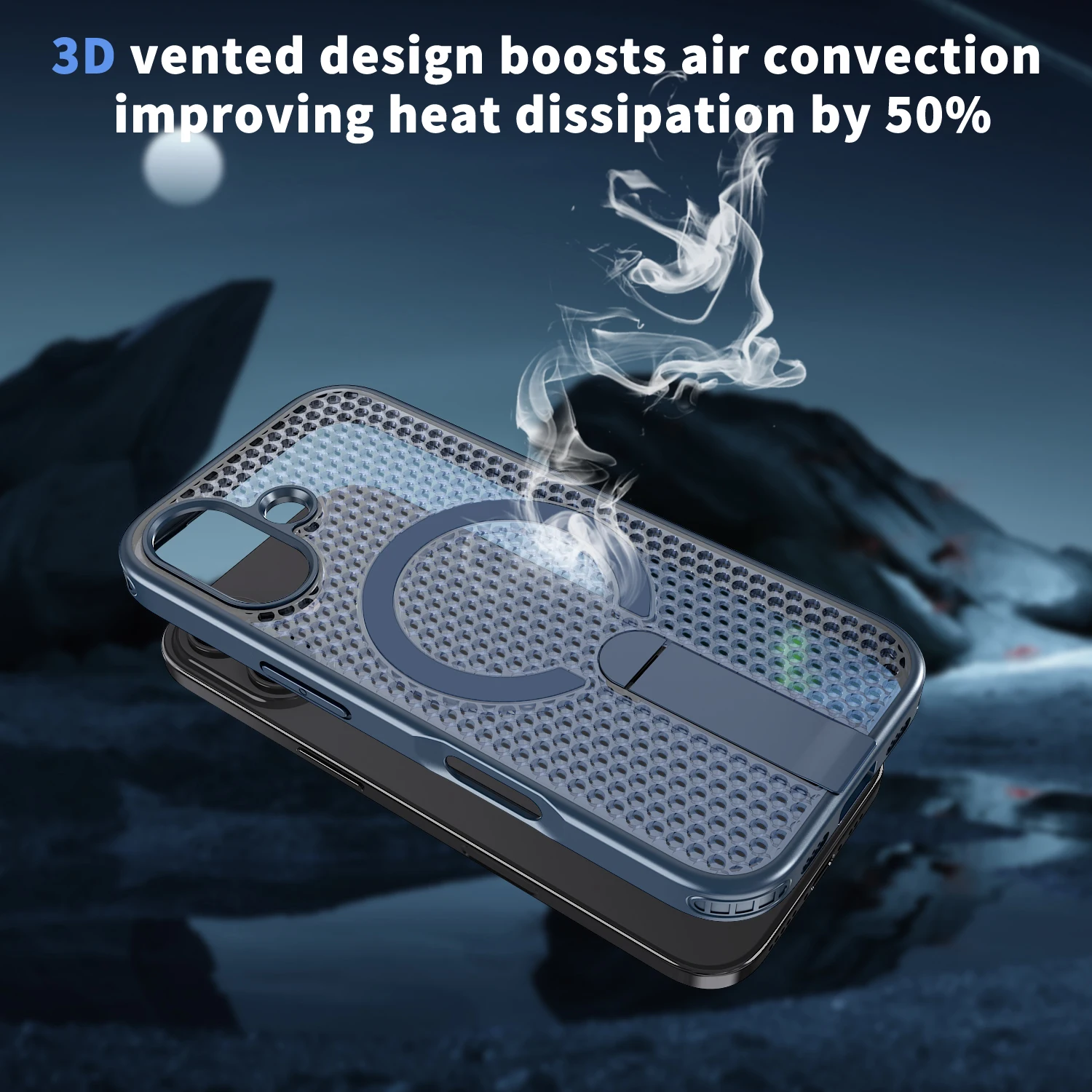 Breathable Mesh Magnetic Heat Dissipation Phone Case with Foldable Bracket