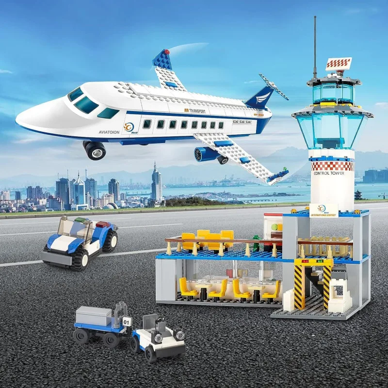 Idee Moderne Stadt Flugzeug Flughafen Baustein Flugzeug Bau Modell Kits Flugzeug Ziegel Spielzeug Sammlung Für Kinder Geschenk