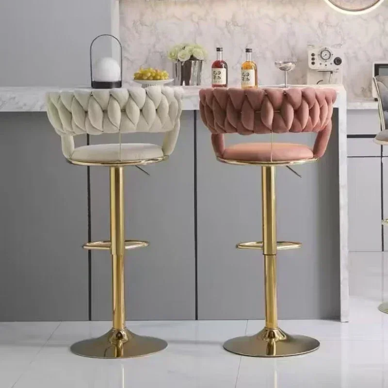 1 Piece Light Luxury Adjustable Rotating Bar Chair, Bar Counter Chair, Household High Stool, Front Desk, Cashier Chair Stool