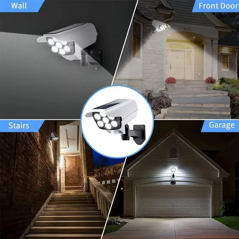 77 led 보안 더미 카메라 태양 광 모션 센서 무선 야외 홍수 빛 IP65 방수 램프 3 모드 가정 정원