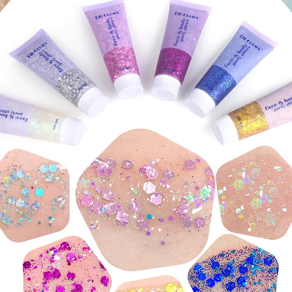 Vibrant 20-Color High Shine Glitter Gel 50ml - Waterproof Sparkling Makeup for Face, Body, Nails, and Hair