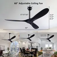 Big 60 Inch ABS Bland Ceiling Fan with LED DC Motor Remote Control ventiladores para casa 2