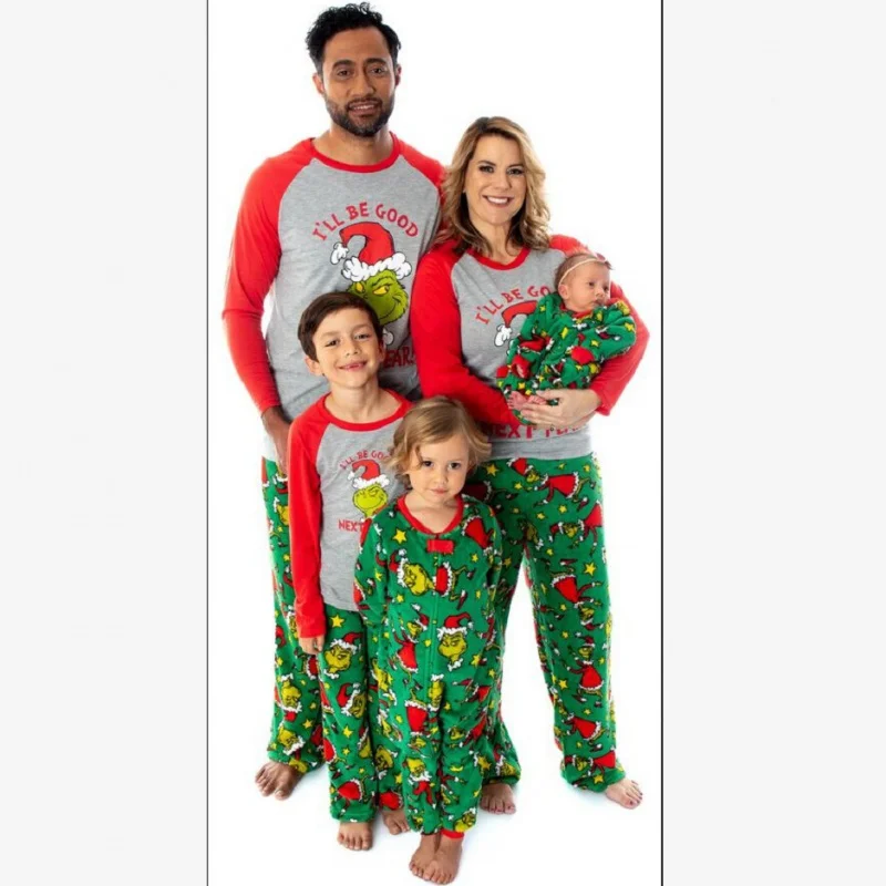 

European and American Style Striped Printed Christmas Homewear Christmas Parent-Child Suit Pajamas
