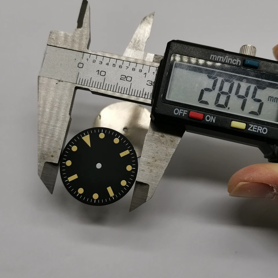Quadrante Orologio 34.5mm Con Lancette Luminescenti Verdi - Ricambio Per Movimenti ETA 6497 E ST3600 - 3