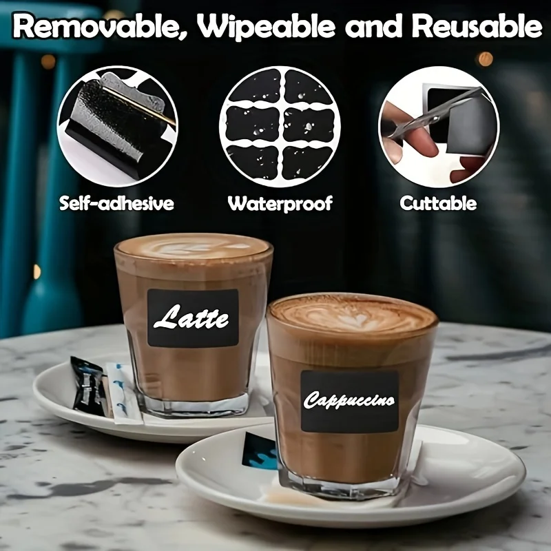Reusable and Waterproof Black Chalkboard Labels Stickers White Chalk Marker Storage Bins Glass Jars and Cups