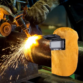 Nuova maschera per casco per saldatura traspirante resistente al calore con lente Maschera per saldatore Maschera per saldatura in pelle Occhiali Filtro Cappello protettivo маsku