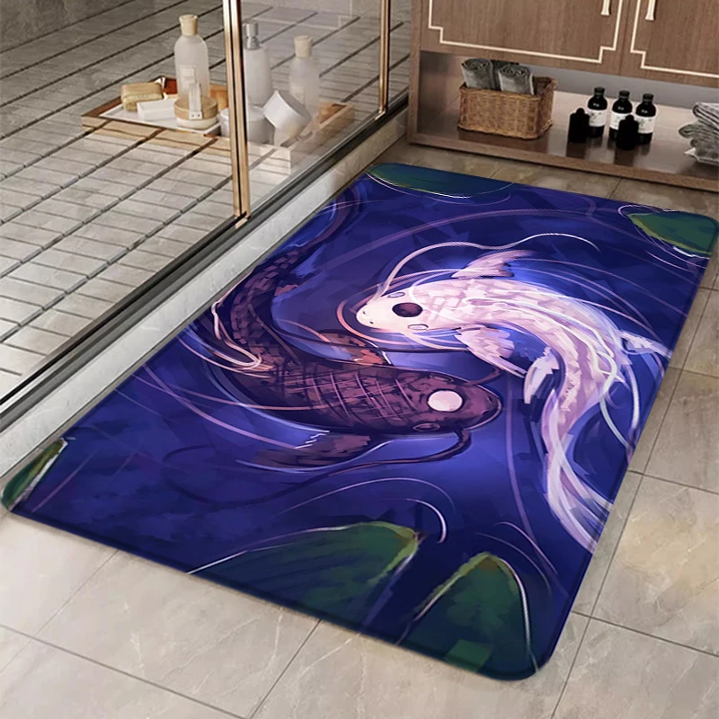 

Carpets Tai Chi White Fish Black Fish Kitchen Carpet Bathroom Mat Rugs Prayer Rug Entrance Doormat Custom Home Bath Mats Foot