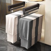 Expandable Sliding Pants Rack Aluminum alloy Wardrobe Clothes Rack Wall-mounted Retractable organizer Collapsible Drying Holder 2