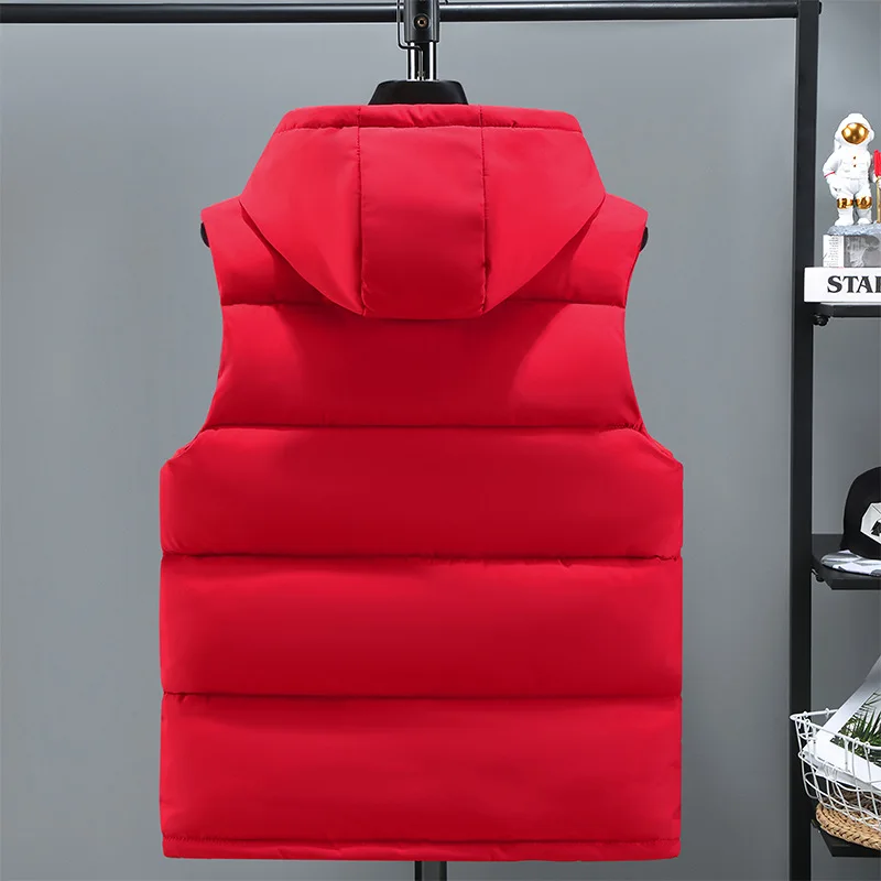 ZOZOWANG Warm Autumn Winter Vest Jacket With Hood Men Fashion Clothing Korean Style Hooded Vest Coat Men's Sleeveless Waistcoat