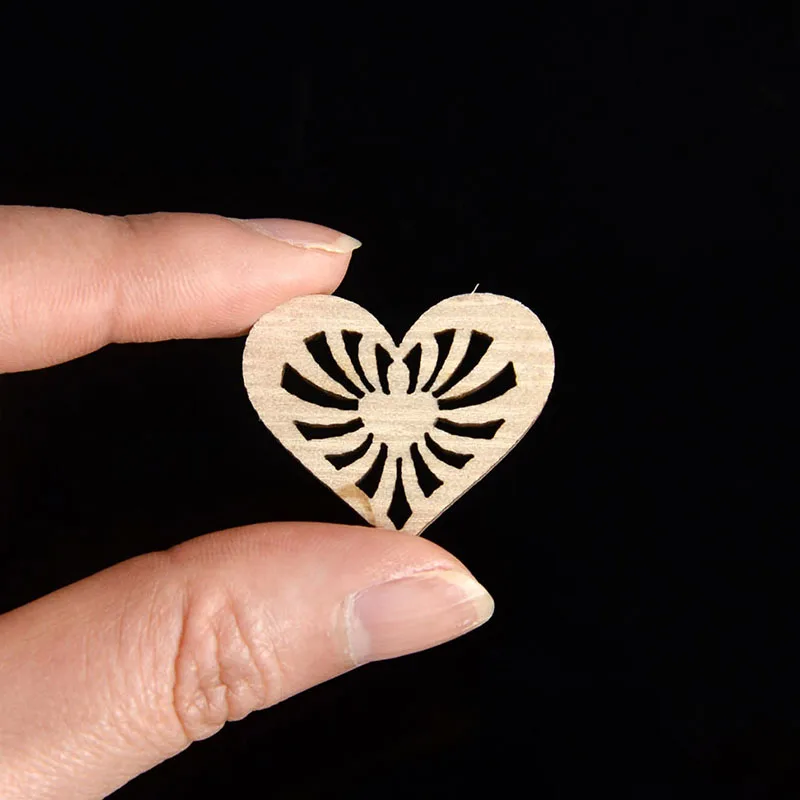Description Picture 6 of item50pcs Hollow Heart Wooden Craft Rustic Wedding Table Scatter Birthday Party Decoration DIY Scrapbooking Christmas Ornament Gift