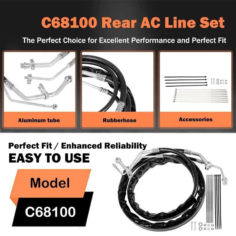 Fit for Rear AC Line Set Air Conditioning Hoses C68100 2012- Dodge Caravan、Grand Caravan、Chrysler -Country and Town Minivans