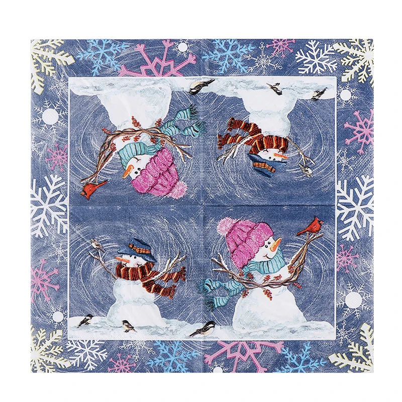 Tissue Paper Decoration 10/20pcs Colourful Printed Christmas Tree Cartoon Snowman Printed Tissue Paper Christmas Birthday Party Table Decoration Paper