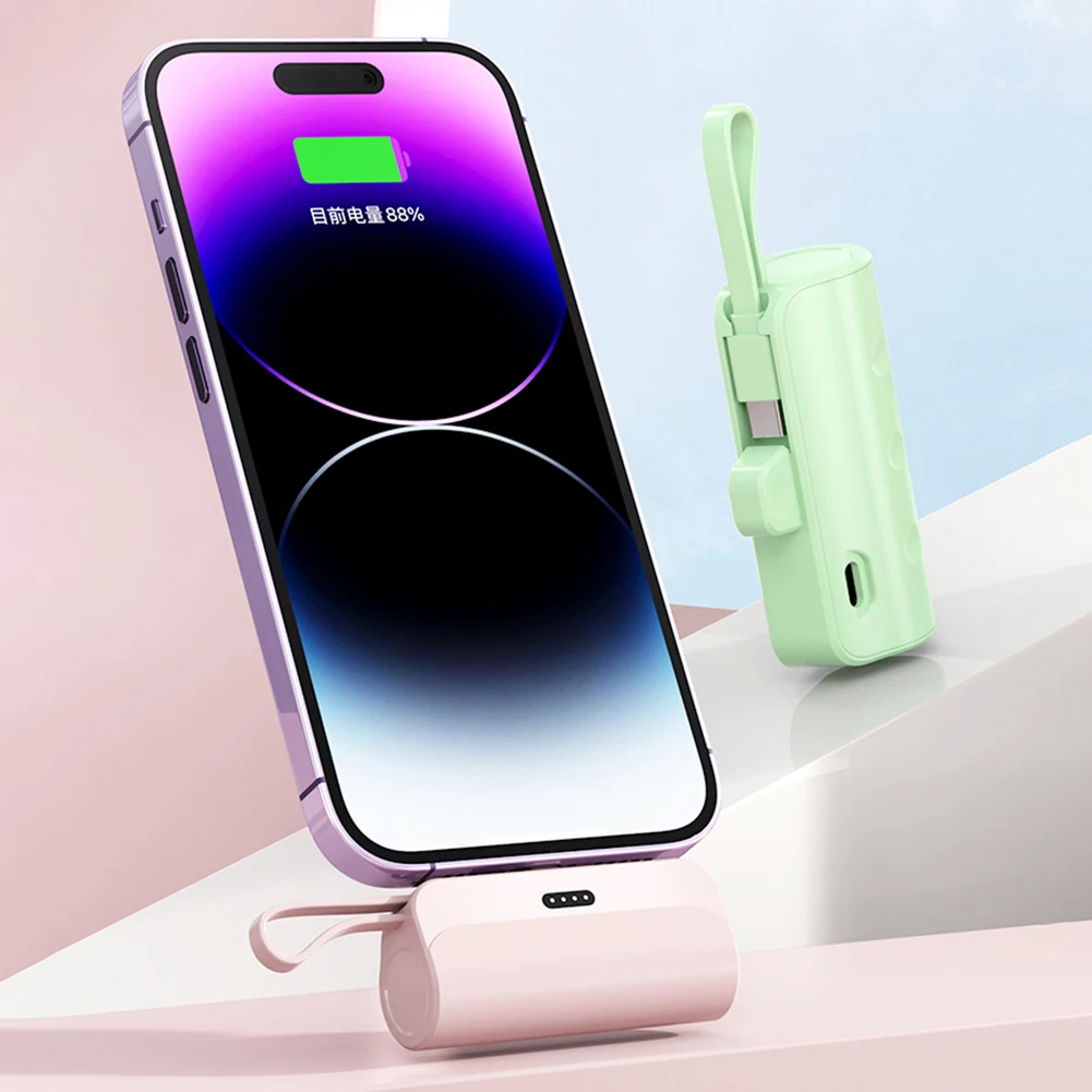 Pocket Power Bank 5000mAh Large Capacity Mobile Power Bank Portable Charger Plug and Play Convenient for Home Travel 4