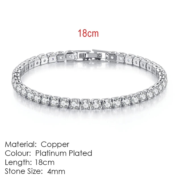 Silver Zircon Tennis Bracelet with Dazzling Crystals for Women and Men – Elegant Punk Fashion Jewelry Gift