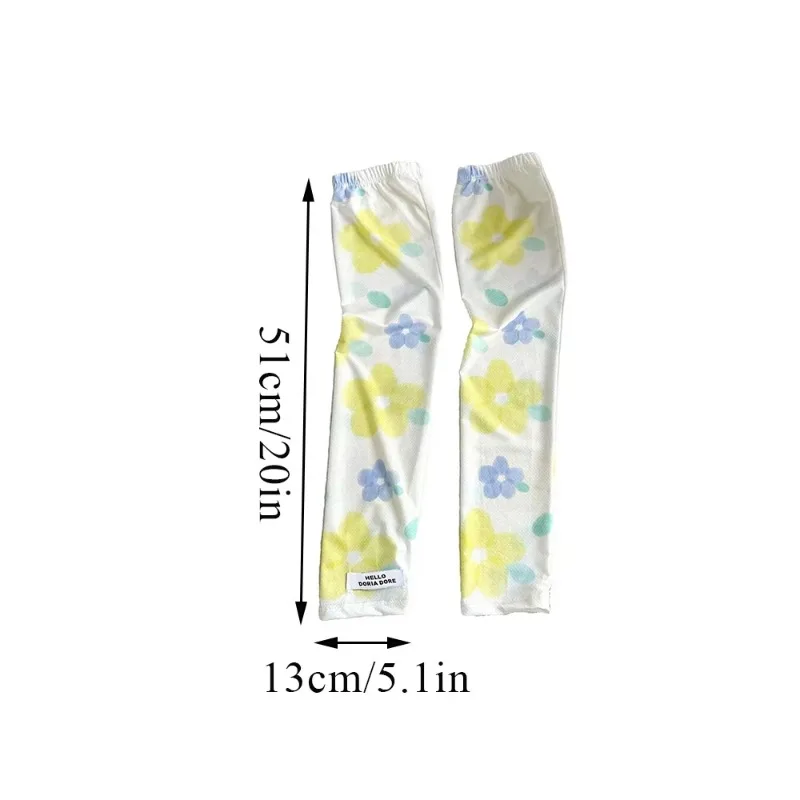 Sun Protection Ice Silk Riding Sleeves – Floral UV Protection, Cooling Arm Warmers & Half-Finger Design for Cyclists 6