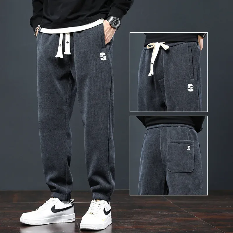 New Men's Business Casual Pants Thick Style Loose Fit Corduroy Spring Autumn Season Harajuku Pants Trendy Fashion Men's Wear