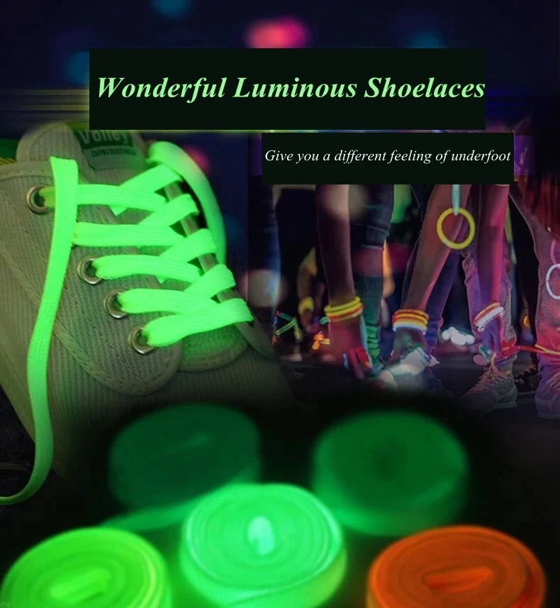 Leuchtende Schnürsenkel, flache Schnürsenkel für Sneaker, elastische Schnürsenkel, farbige, fluoreszierende Schnürsenkel, 80/100/120/140 cm, Schuhzubehör, 1 Paar. – Detail 2