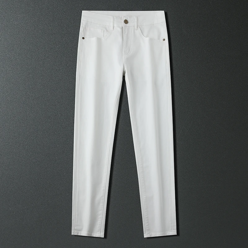 2024 new fashion three defence fabric elastic straight jeans light luxury high-end version of Slim thin men's casual trousers