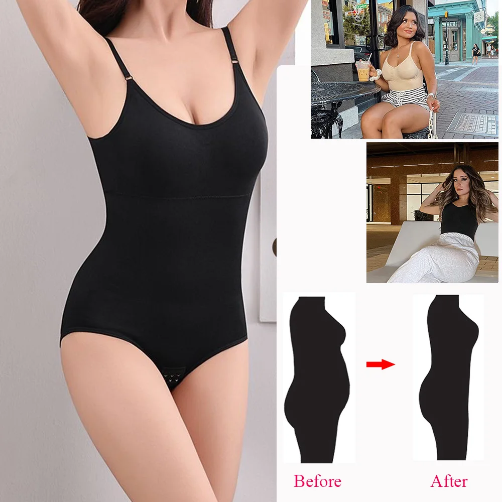 Shapewear Bodysuit For Tummy Control Women Hooks Crotch Body Shaper Stree Jumpsuit With Bras Abdomen Control_voghion.com
