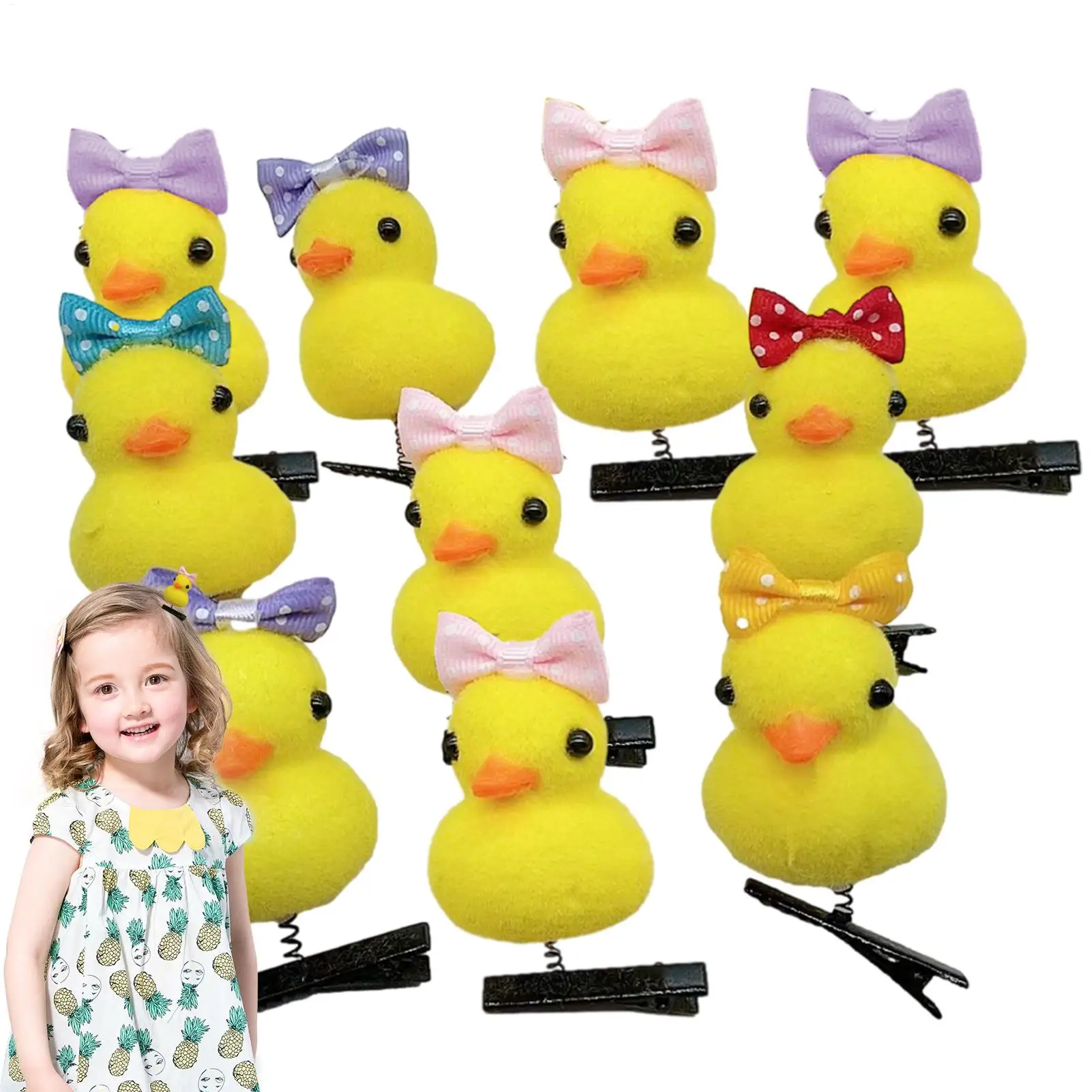 10Pcs/Lot Cartoon Funny And Cute Children 3D Little Yellow Duck Hairpin Fashion DIY Clip Accessories Party Gifts