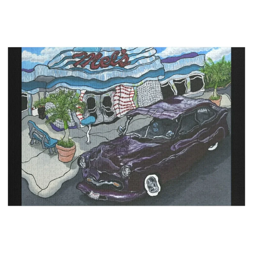 Mel's Diner ~ Painting by Dawn Langstroth ?2018 Jigsaw Puzzle Personalize Custom Wooden Gift Puzzle